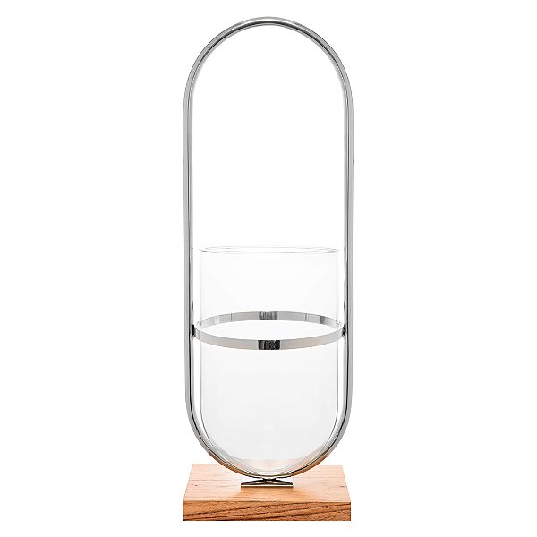 Vaso Decorativo com Base Madeira