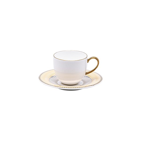 Conjunto de 6 Xícaras 110 ml com Pires para Café Strauss Cortês Gold Star