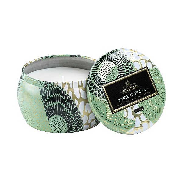 Mini Vela Voluspa Lata 25h Relevo White Cypress