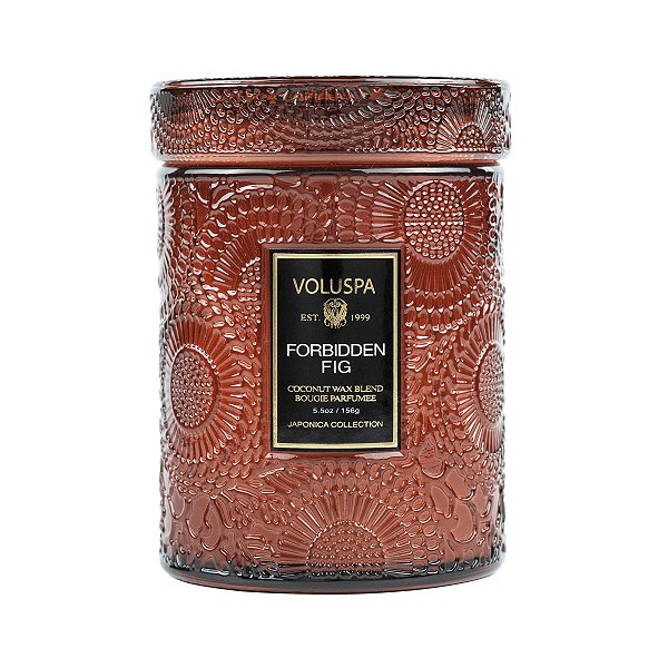 Mini Vela Voluspa Pote Vidro 50h Relevo Forbidden Fig
