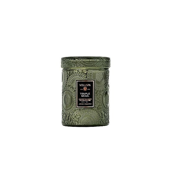 Mini Vela Voluspa Pote Vidro 50h Relevo Temple Moss