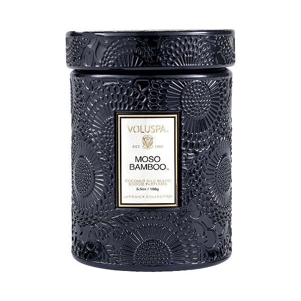 Mini Vela Voluspa Pote Vidro 50h Relevo Moso Bamboo