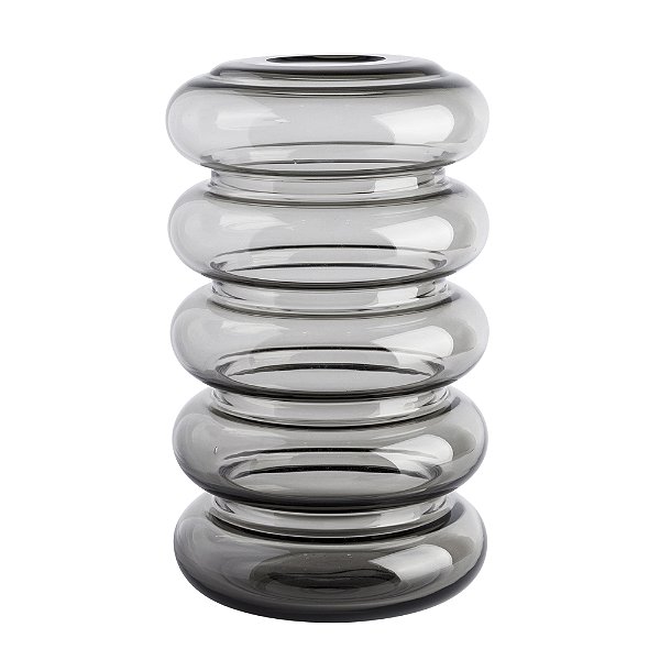 Vaso de Vidro Cinza Transparente 5 Ondas