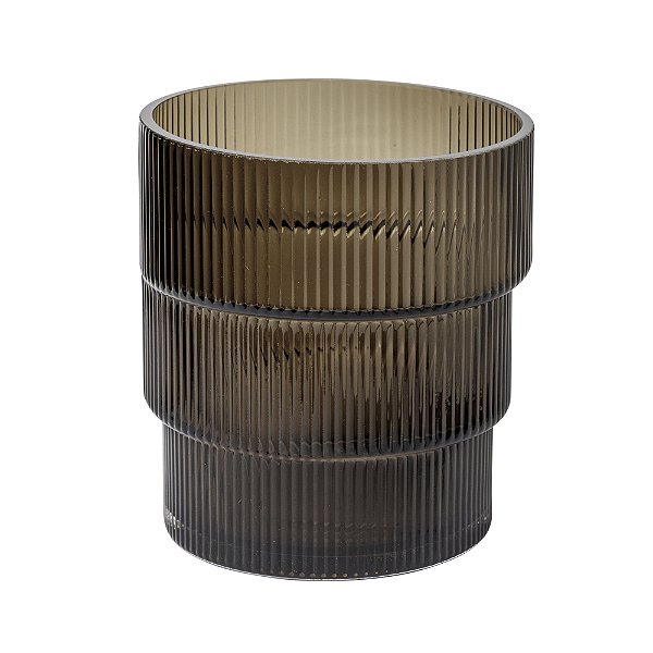 Vaso de Vidro Marrom Estriado