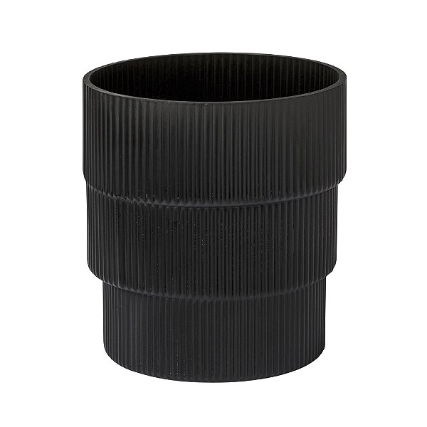 Vaso de Vidro Preto Estriado