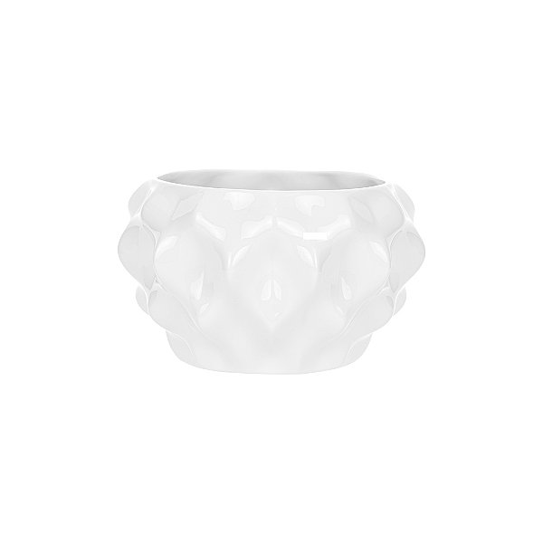Cachepot Plissan M Branco Brilho Holaria