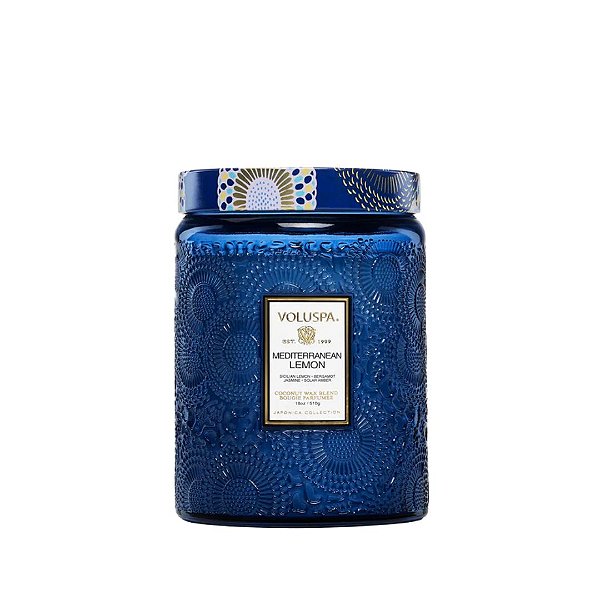 Vela Voluspa Pote Vidro 100h Relevo Mediterranen Lemon