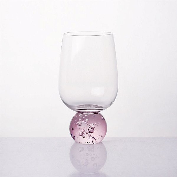Jogo de 4 Taças Esfera Transparente e Rosa