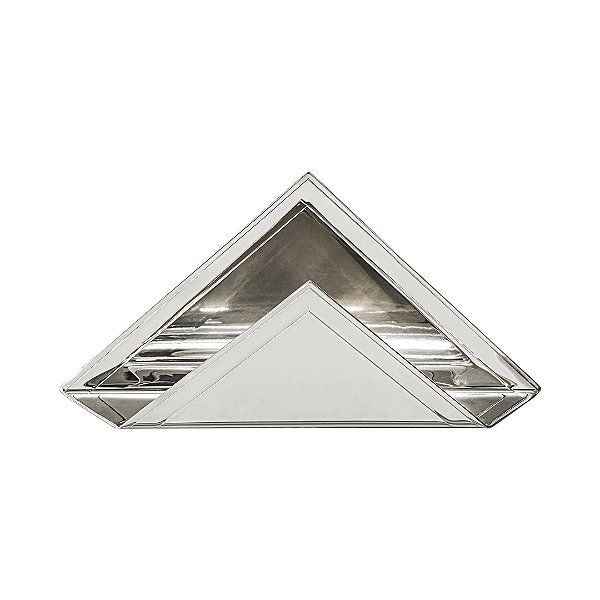 Porta Guardanapo Triangular com Friso Prata - St. James