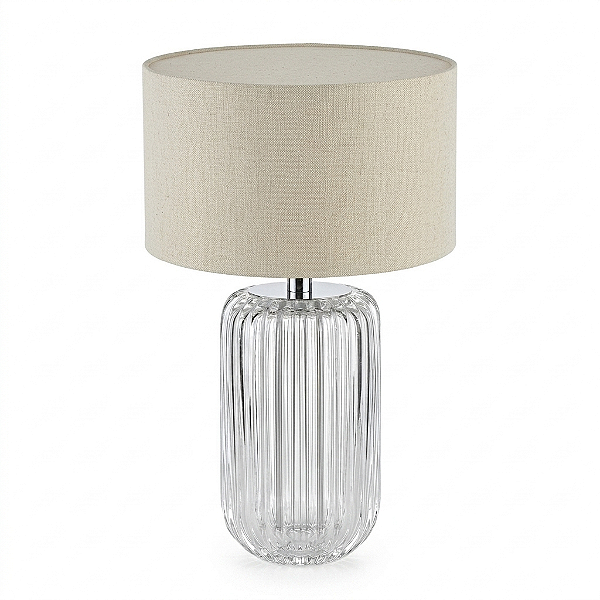 Abajur Coluna Lapidada Cristal Transparente - Cristais Di Murano