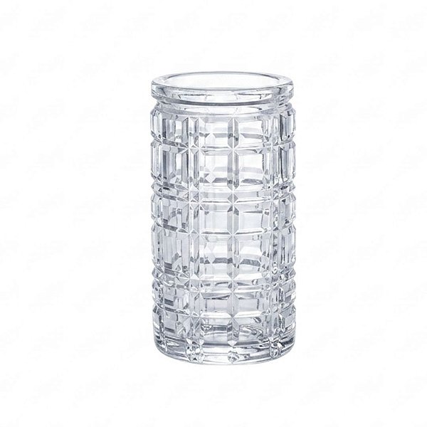 Vaso Lapidado Geométrico Transparente - Cristais Di Murano