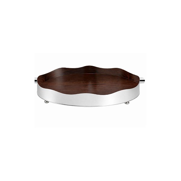 Bandeja Galeria Lisa Oval com Fundo Madeira - St. James