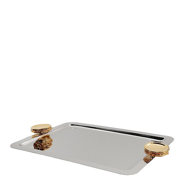 Bandeja Impacto Retangular Grande com Detalhe Ouro 24k - Riva