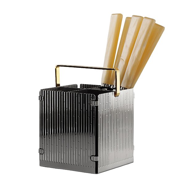 Porta Talheres Solaris com Detalhe Ouro 24k - Riva
