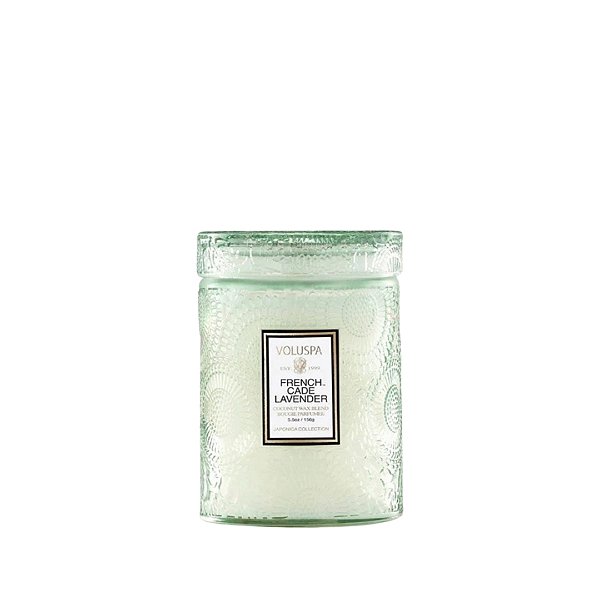 Mini Vela Voluspa Pote Vidro 50h Relevo French Cade Lavander