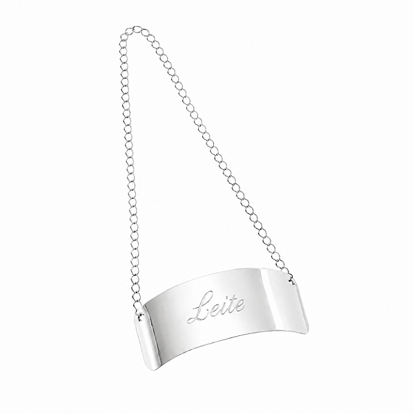 Placa Prata com Corrente Leite - Shefield Plate