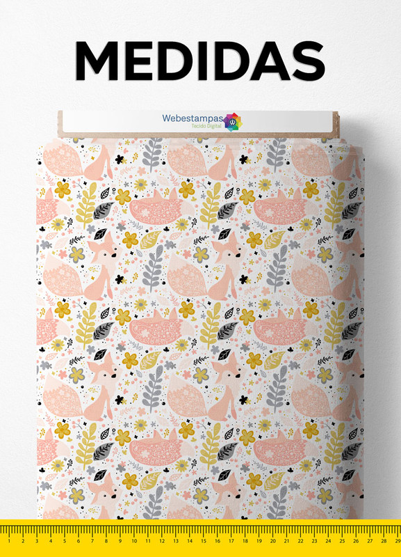 Tecido Microfibra Estampa Digital Sweet Fox 1,55m de Largura