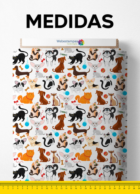 Tecido Microfibra Estampa Digital Pets 1,55m de Largura