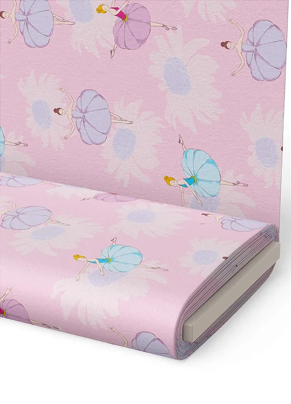Tecido Microfibra Estampa Digital Bailarina Floral 1,55m de Largura