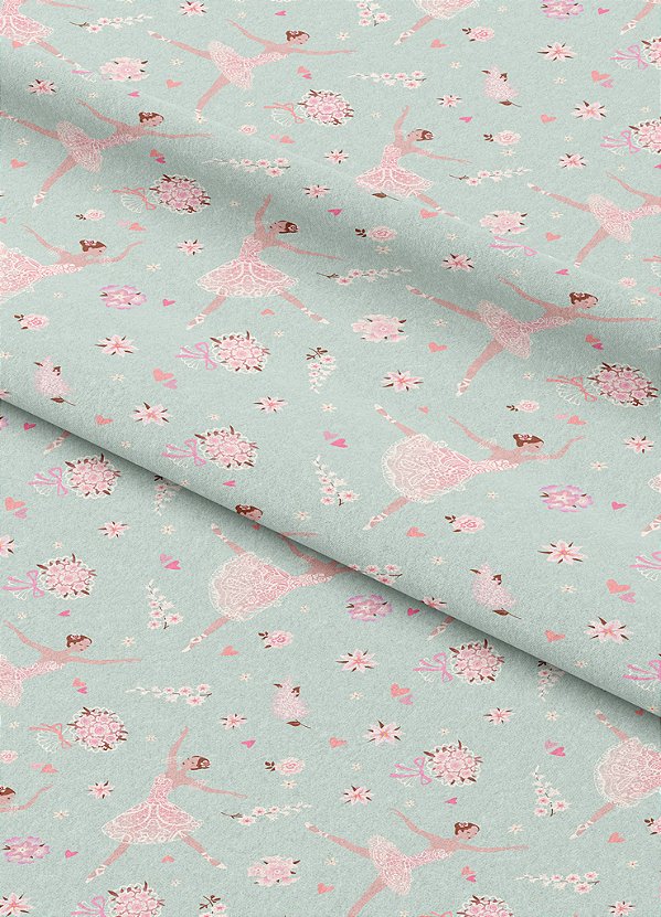 Tecido Microfibra Estampa Digital Bailarina Florista 1,55m de Largura