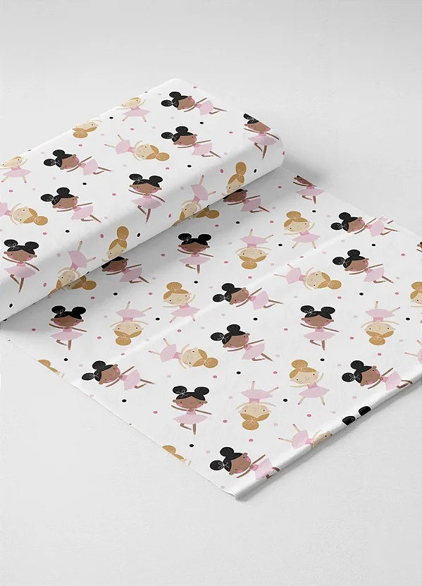 Tecido Microfibra Estampa Digital Balé Infantil 1,55m de Largura