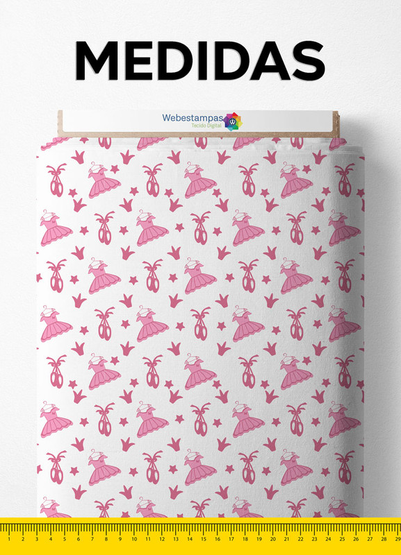 Tecido Microfibra Estampa Digital Balé Rosa 1,55m de Largura