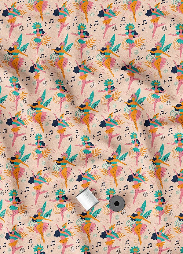 Tecido Microfibra Estampa Digital Carnaval 1,55m de Largura