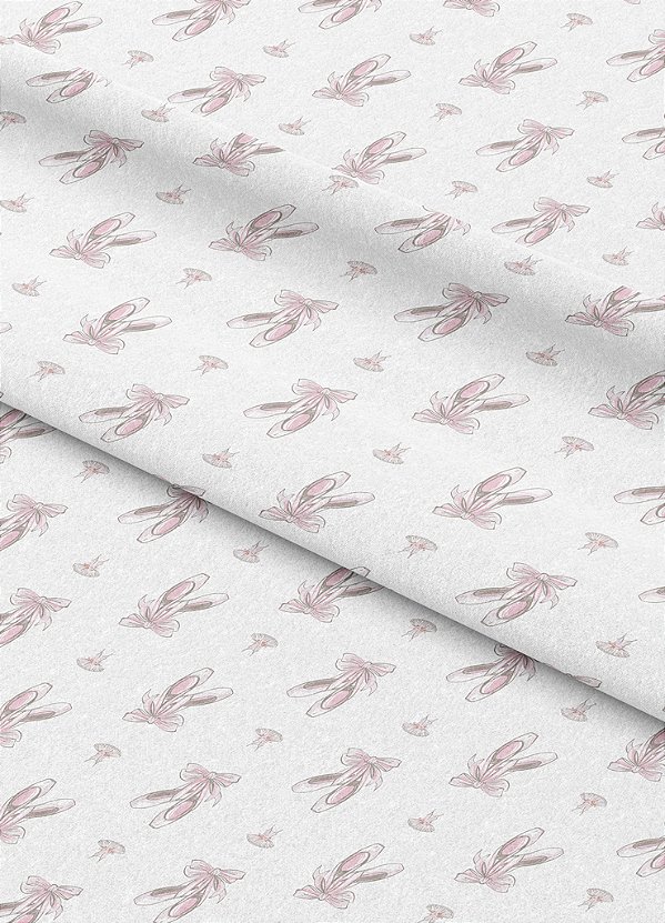 Tecido Microfibra Estampa Digital Sapatilhas Rosas 1,55m de Largura
