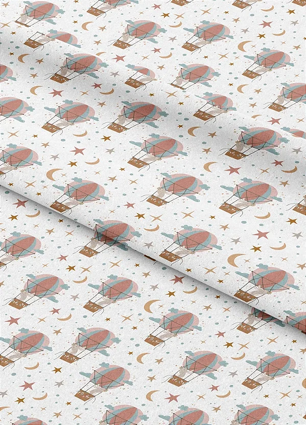 Tecido Microfibra Estampa Digital Coelho no Balão 1,55m de Largura