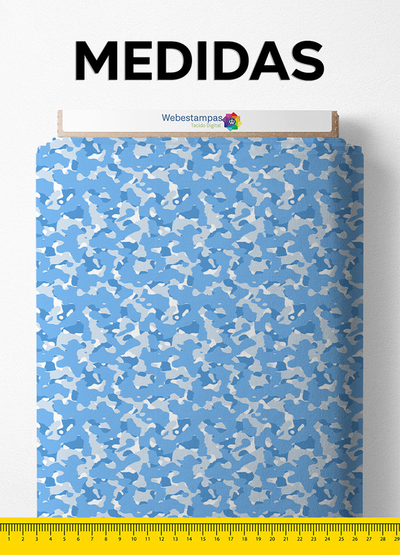 Tecido Microfibra Estampa Digital Camuflado Azul e Branco 1,55m de Largura