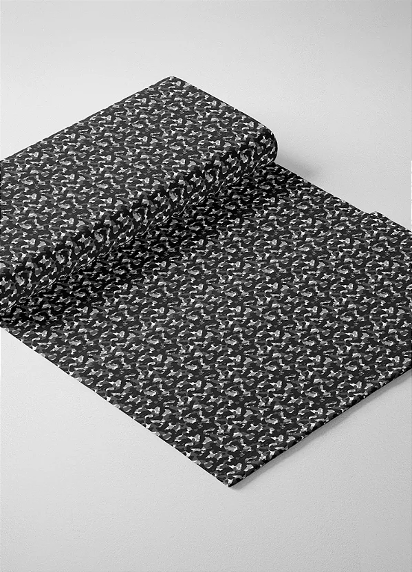 Tecido Microfibra Estampa Digital Camuflagem Pequena Preto e Branco 1,55m de Largura