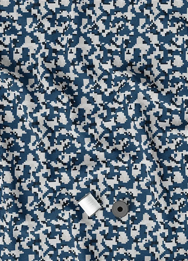 Tecido Microfibra Estampa Digital Camuflado Pixel Marinho 1,55m de Largura