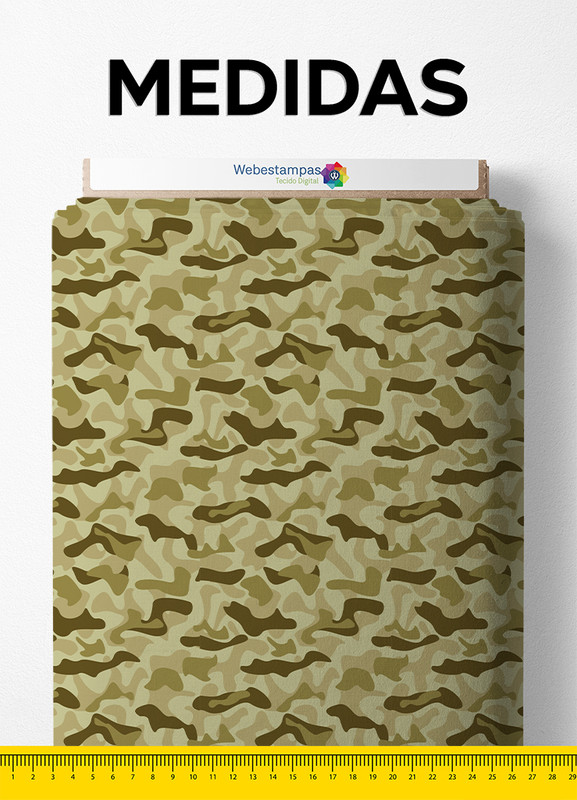 Tecido Microfibra Estampa Digital Camuflado Verde Bege e Marrom 1,55m de Largura
