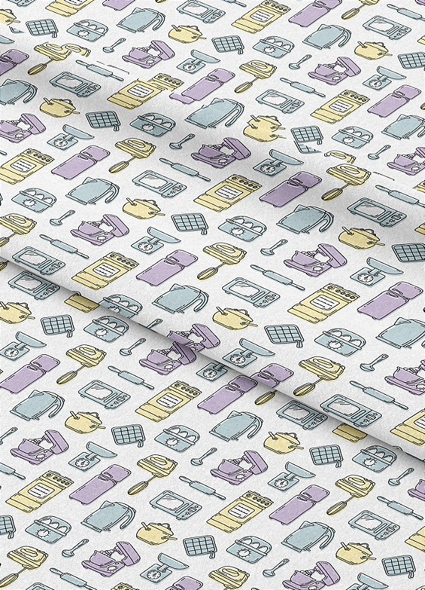 Tecido Microfibra Estampa Digital Minha Cozinha 1,55m de Largura