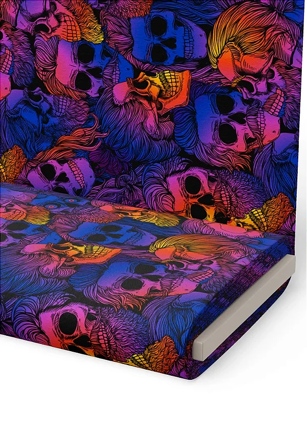 Tecido Microfibra Estampa Digital Caveira Mustache 1,55m de Largura