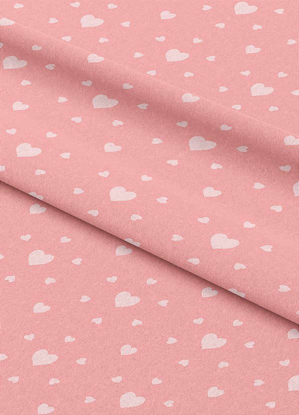 Tecido Microfibra Estampa Digital Corações Fundo Rosa 1,55m de Largura