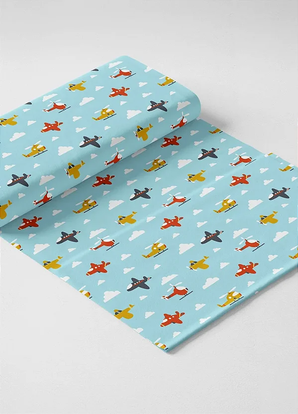 Tecido Microfibra Estampa Digital Aviões 1,55m de Largura