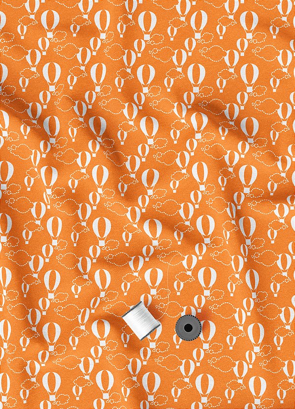 Tecido Microfibra Estampa Digital Balão Fundo Laranja 1,55m de Largura