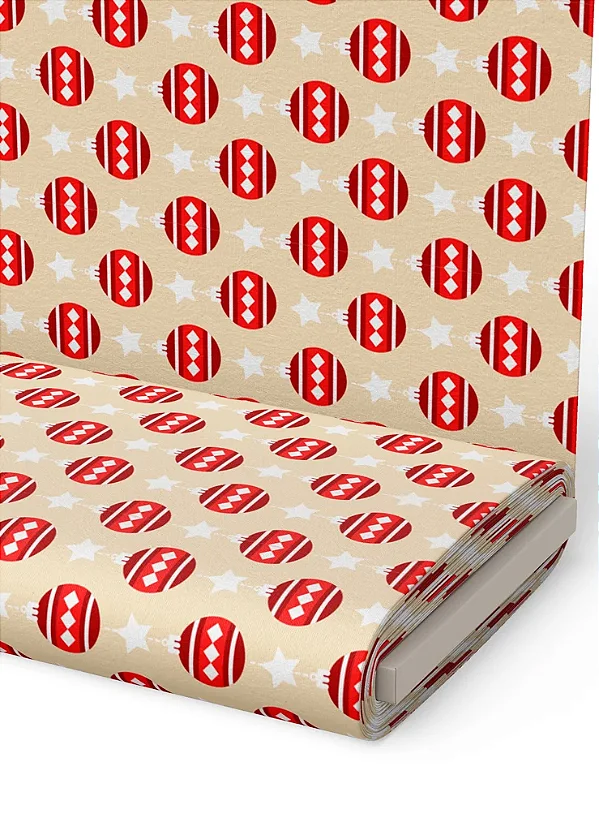 Tecido Microfibra Estampa Digital Bolas Vermelhas Natal 1,55m de Largura