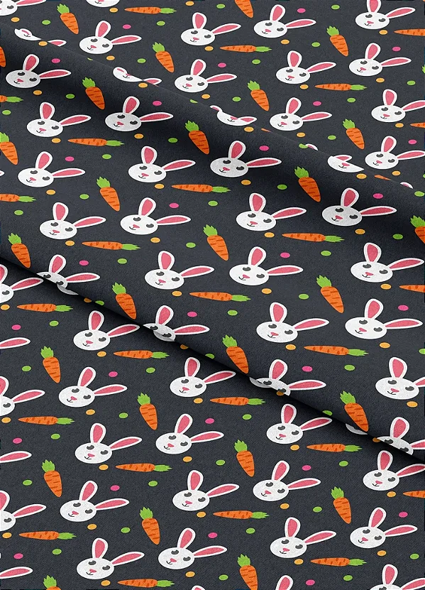Tecido Microfibra Estampa Digital Coelhinho da Páscoa 1,55m de Largura