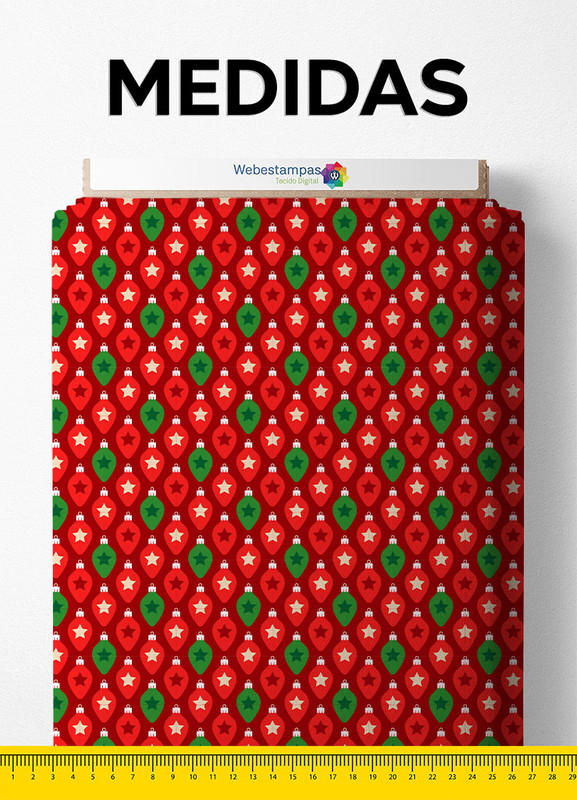 Tecido Microfibra Estampa Digital Enfeite de Natal 1,55m de Largura