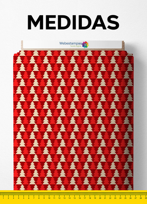 Tecido Microfibra Estampa Digital Pinheirinho Vermelho Natal 1,55m de Largura