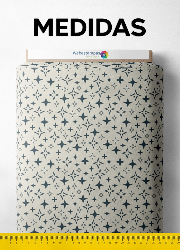 Tecido Microfibra Estampa Digital Estrelas Brilhantes 1,55m de Largura