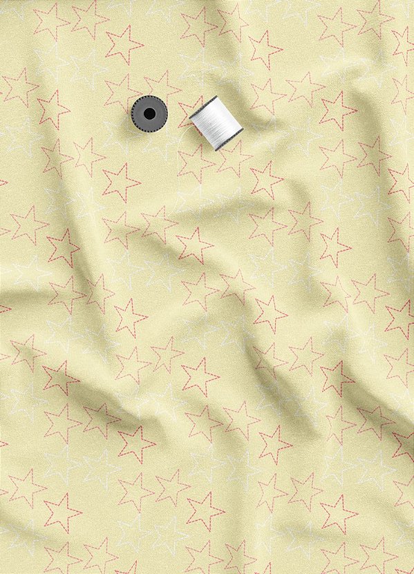 Tecido Microfibra Estampa Digital Estrelas Fundo Amarelo 1,55m de Largura