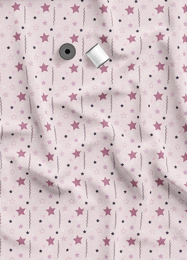 Tecido Microfibra Estampa Digital Estrelas Fundo Rosa 1,55m de Largura