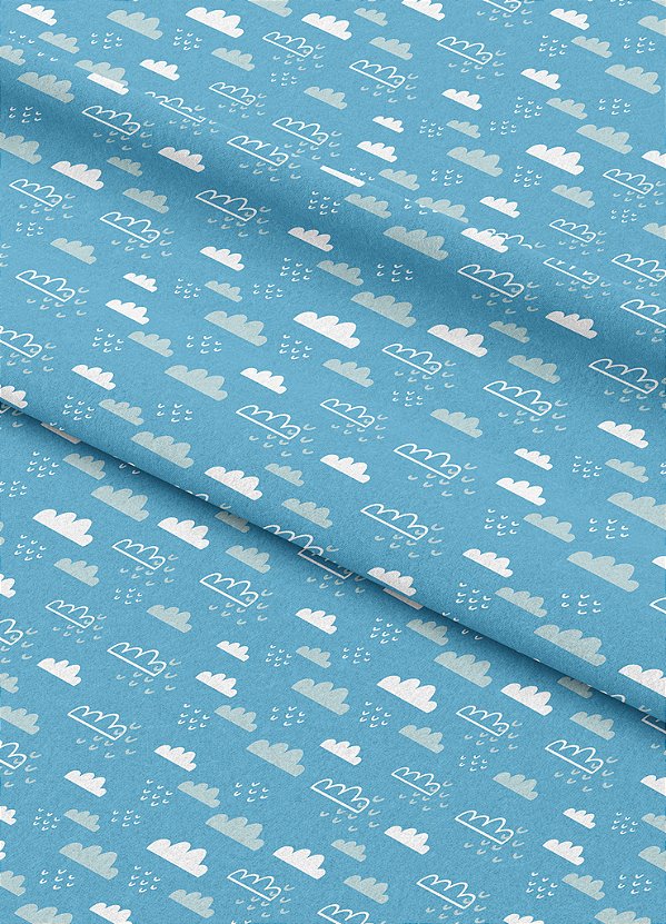Tecido Microfibra Estampa Digital Nuvens Fundo Azul 1,55m de Largura