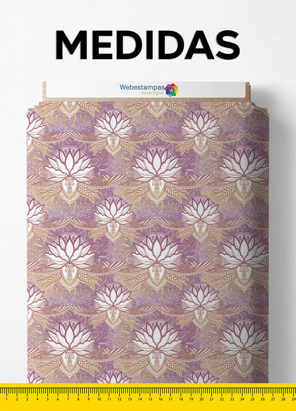 Tecido Microfibra Estampa Digital Flor de Lótus Degradê 1,55m de Largura