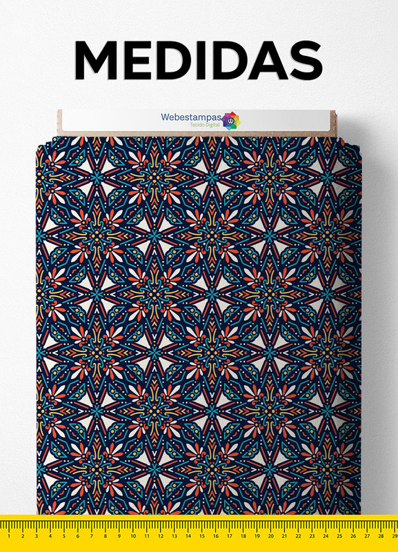 Tecido Microfibra Estampa Digital Mandala 1,55m de Largura