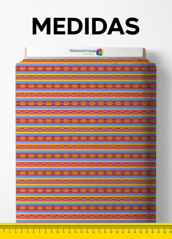 Tecido Microfibra Estampa Digital Peruana Colorida 1,55m de Largura