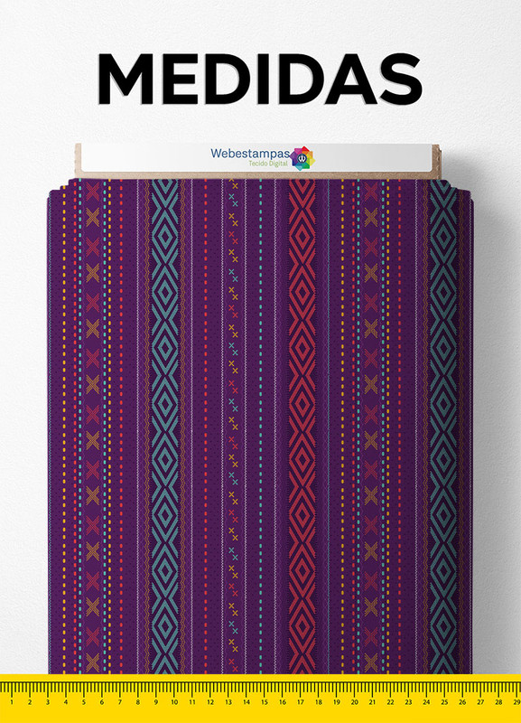 Tecido Microfibra Estampa Digital Ulos Roxo 1,55m de Largura
